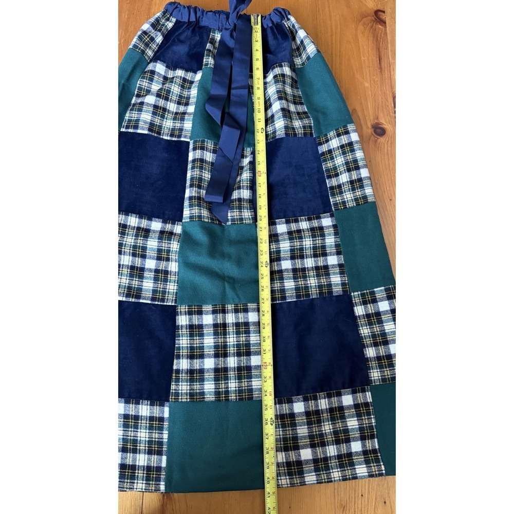 VTG Talbots Wool Plaid Patchwork Maxi Skirt Velvet 70s Style Boho Revival Sz S - Picture 9 of 16